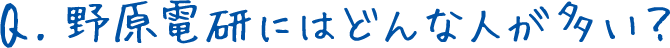 Q.野原電研にはどんな人が多い？